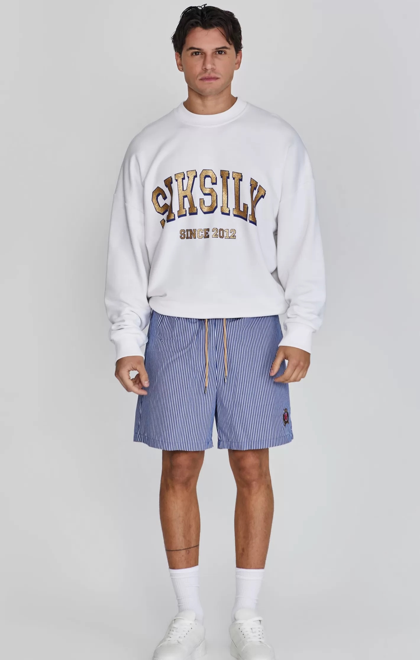 SikSilk Shorts^White Striped Shorts