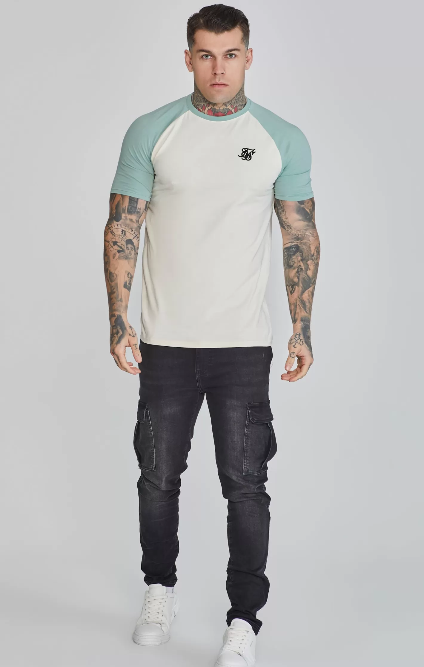 SikSilk T-shirts^Green Raglan T-Shirt