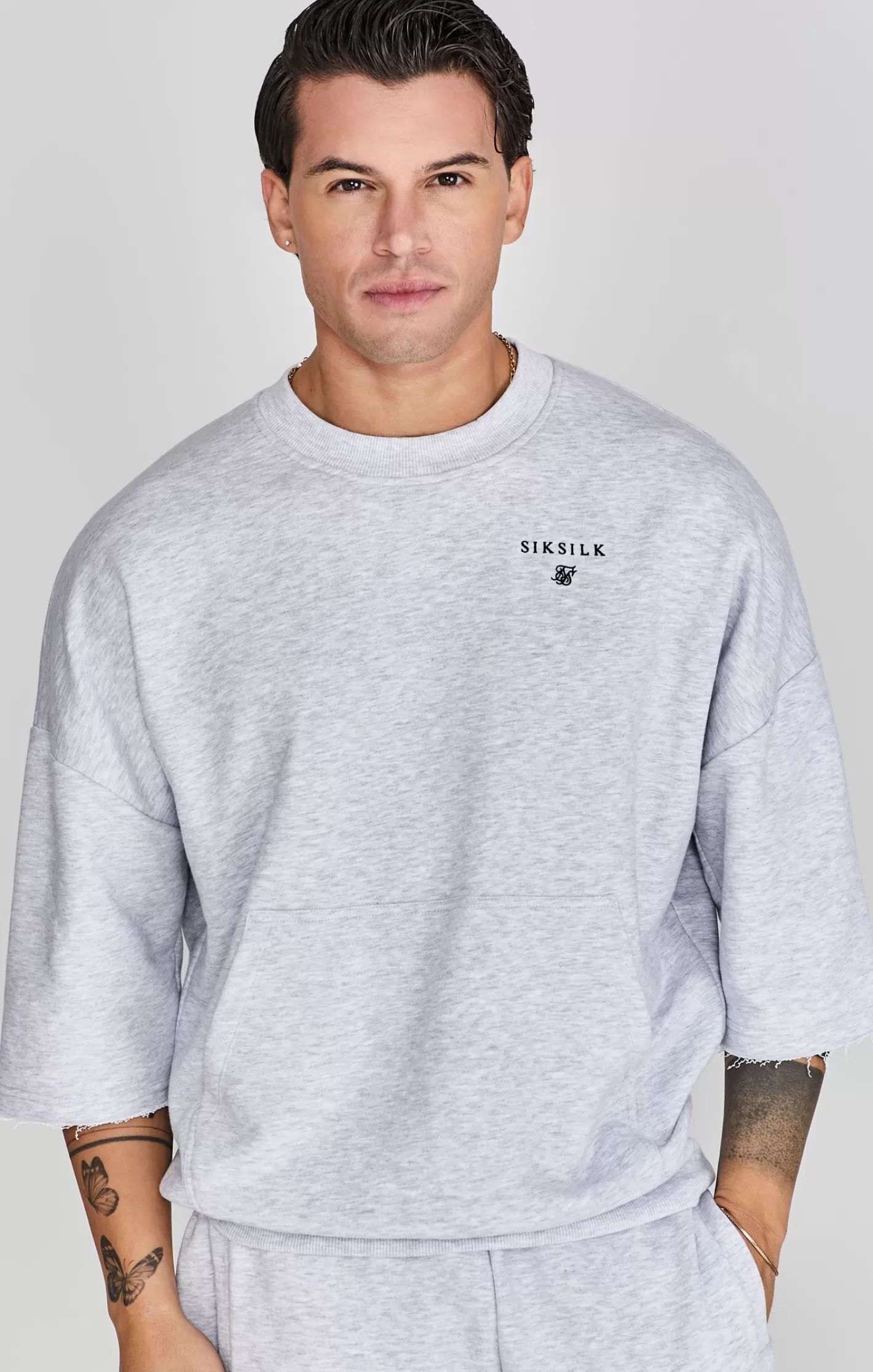 SikSilk Hoodies^Marl Cut Off Sweater