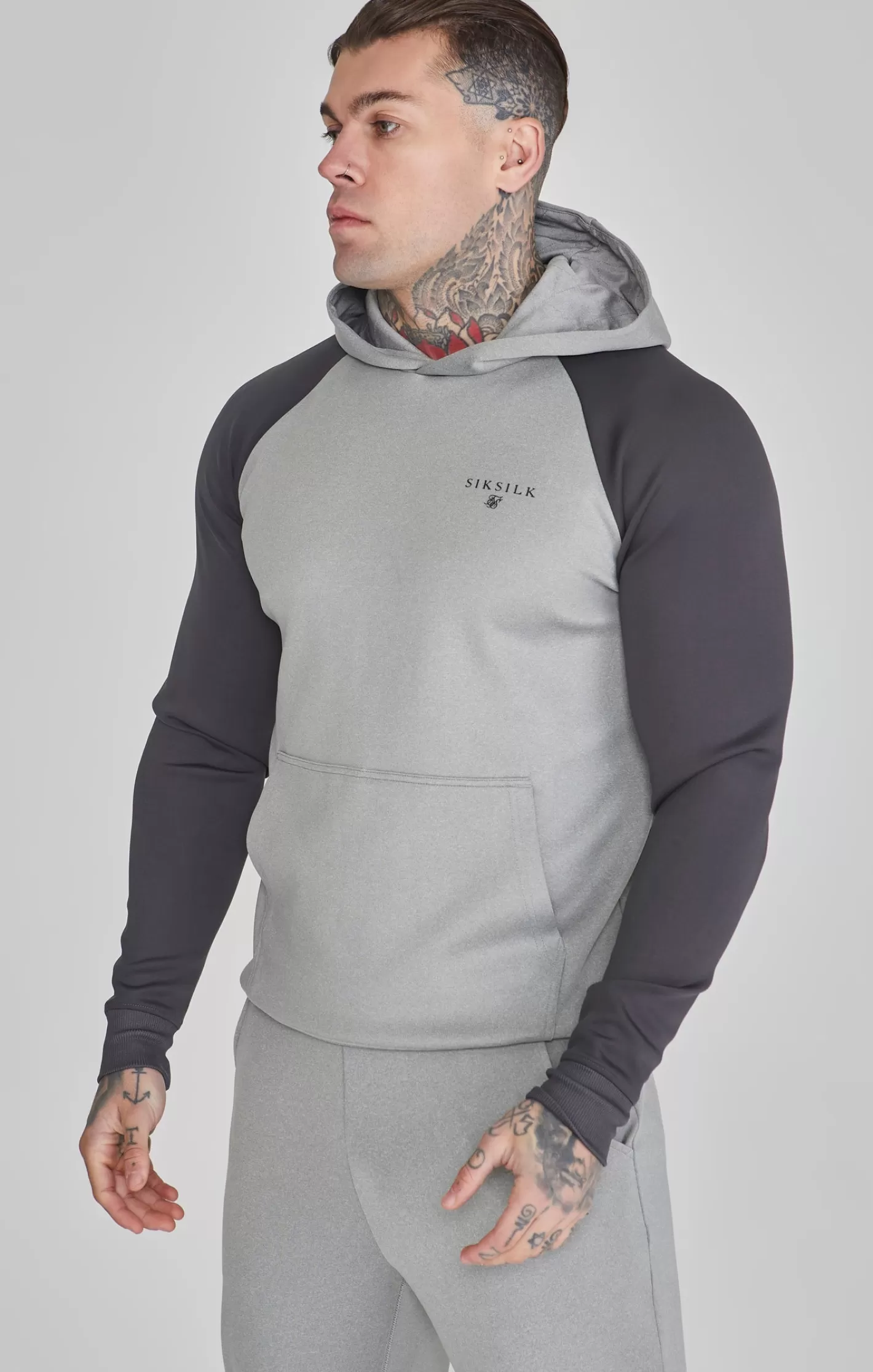 SikSilk Hoodies^Marl Muscle Fit Hoodie